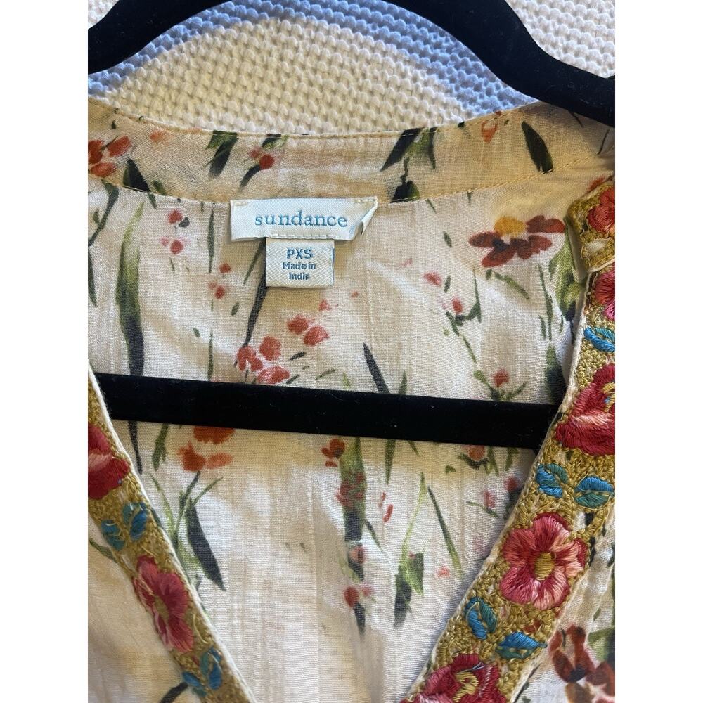 Sundance Smocked Festival Floral Embroidered Boho Peasant Cotton Dress PXS - Picture 5 of 7